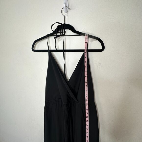 Kelly Renee Jet Black Wrap Sexy VNeck Spaghetti Halter Top Jumpsuit Romper M - Picture 12 of 13